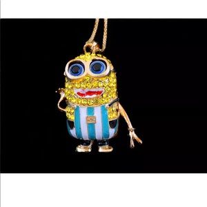 Rhinestone yellow Minion Referee Necklace